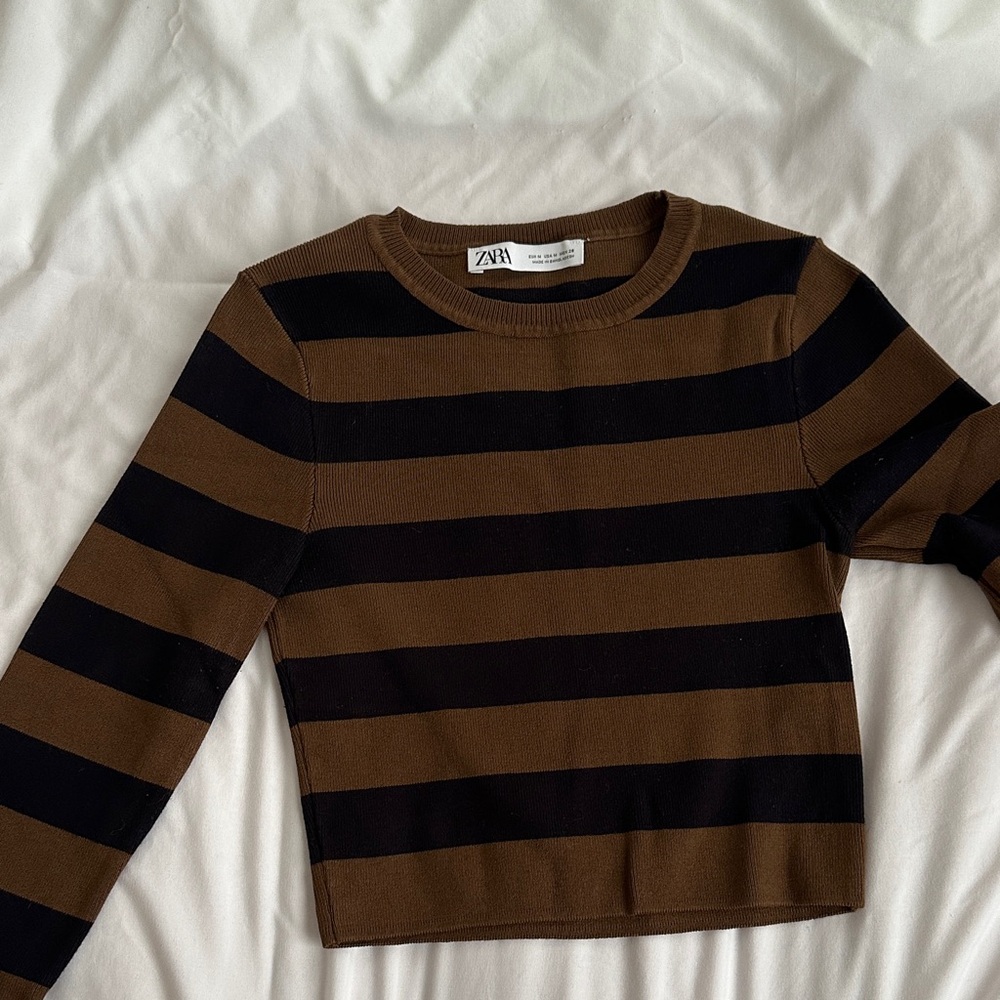 Zara Sweater with Black and Brown Stripes